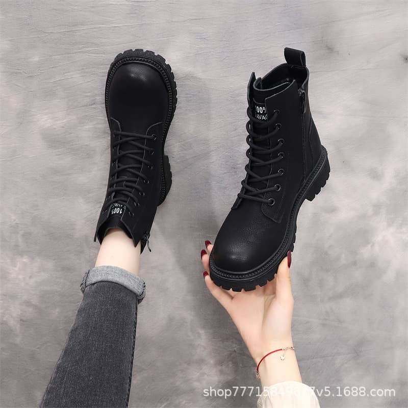 High-top Martins Boots Women 2024 New Spring and Autumn Single Boots British Style Retro All-match Foot Shown Small Short Boots plus size 42