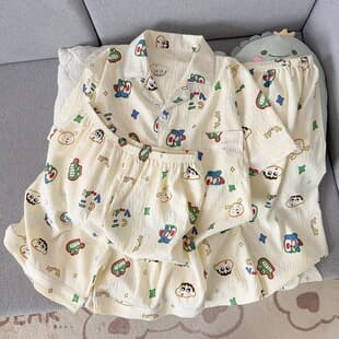 Physical Store Live Stream Summer Three-Piece Set Cloud Cotton Pajamas for Men Short Sleeve Shorts Cardigan Plus Size Loungewear Set
