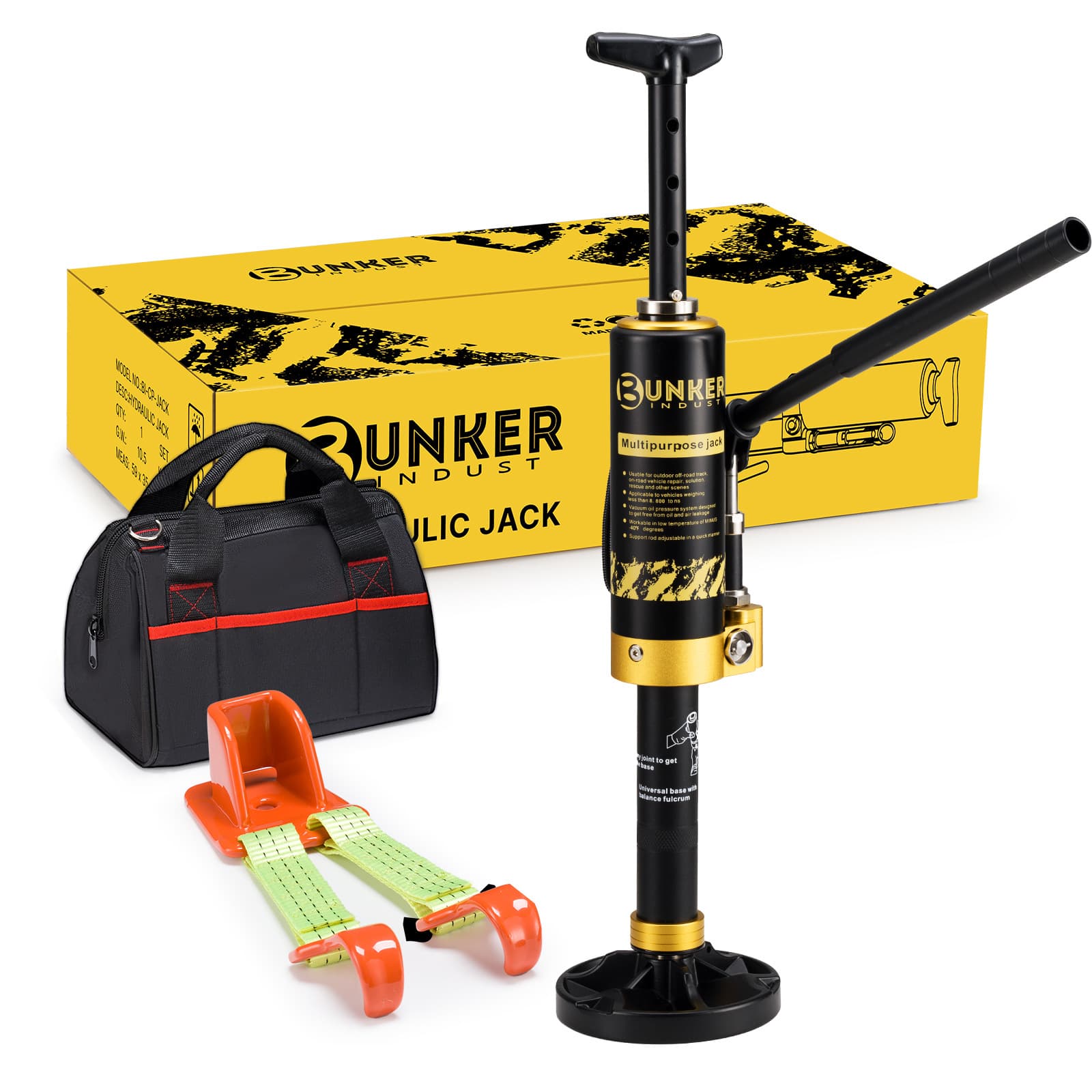 BUNKER INDUST Outdoor Off-Road Portable Hydraulic Jack Farmer Jack, 8-Ton Capacity