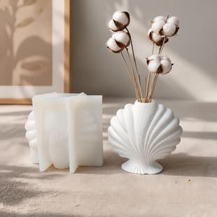 Quanmingxiang Shell Decorative Vase Silicone Mold Modern Bohemian Style Shell Concrete Gypsum Mold