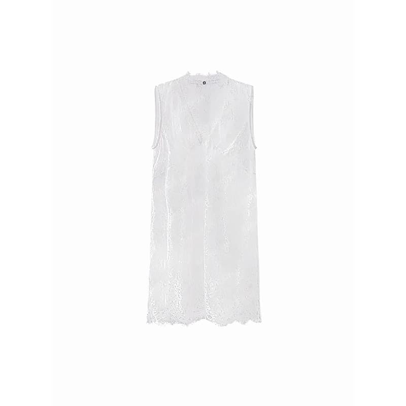 2025 Spring New French Retro Lace Versatile Slimming Lace Hollow-out V-neck Women's Layered Cover-up Vest Dress