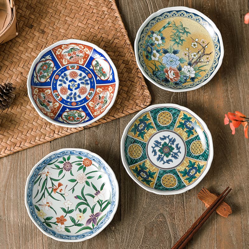 Japanese underglaze ceramic sushi plate salad bowl snack plate Kaiseki banquet snack plate cold dish plate