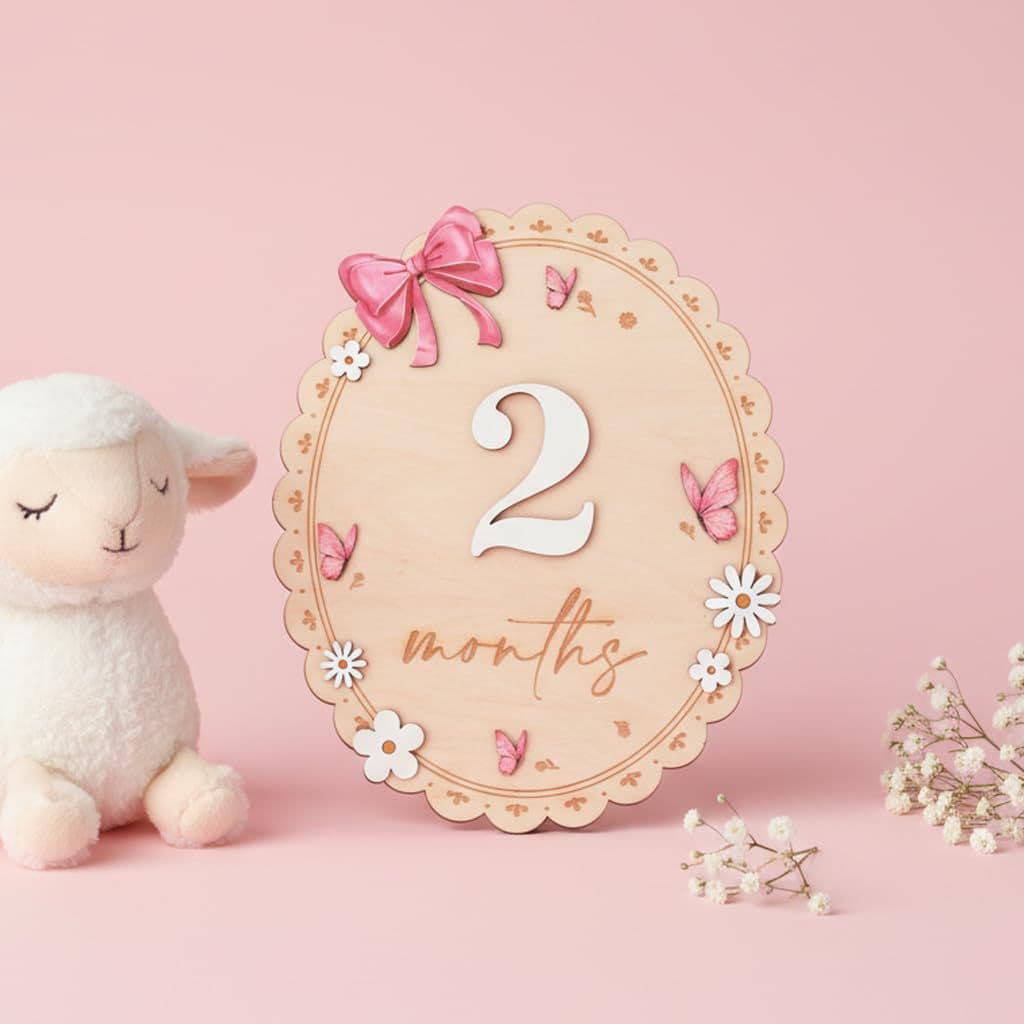 Wooden cross-border popular baby milestone growth digital baby growth commemorative brand newborn photo wooden props