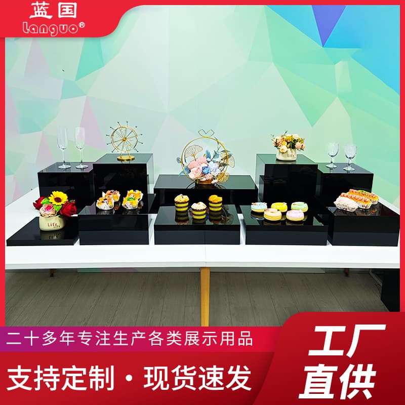 Acrylic Black Display Box Wedding Dessert Buffet Display Stand Jewelry Advertising Display Props Wholesale