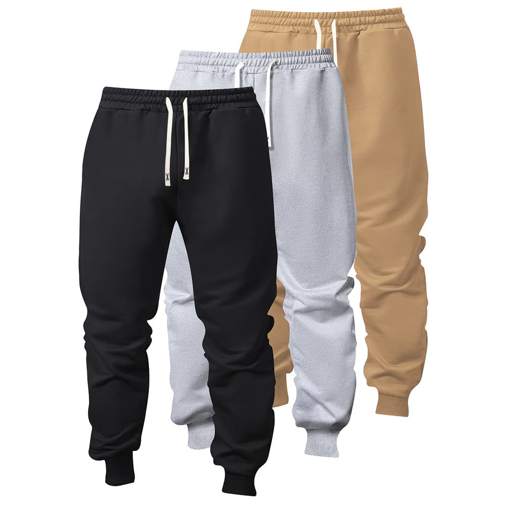 Cross-border AliExpress Amazon Foreign Trade High Street Casual Pants Men Solid Color Sweatpants Youth Sports Elastic Hem Long Pants