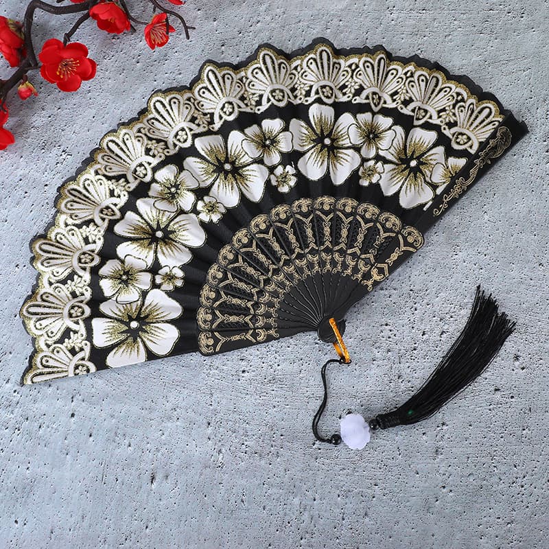 Floral ancient fan plastic fan Chinese style women's fan folding fan summer portable dance fan internet celebrity folding fan