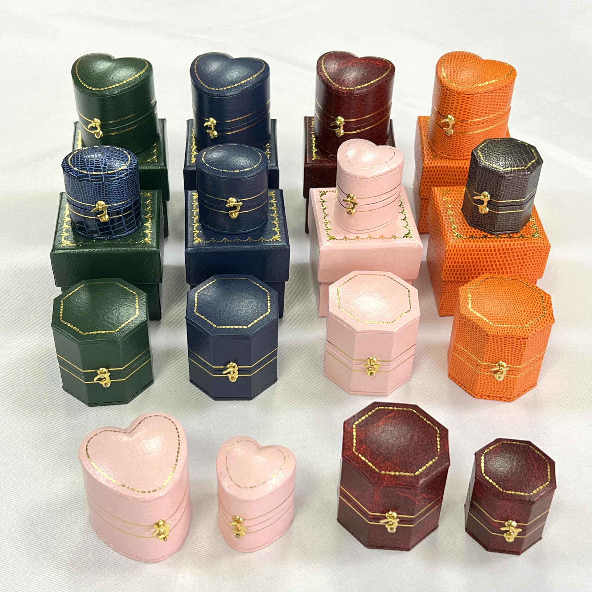 Proposal mini pink heart-shaped ring box Green oval octagonal clamshell gold cake box