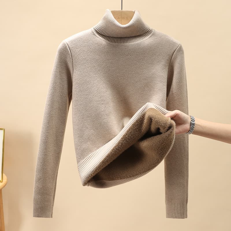 All-in-one Fleece Fabric Thickened Fleece Sweater for Women Winter 2026 New Fall/Winter Style Half High Neck Inner Layer Base Top Trendy
