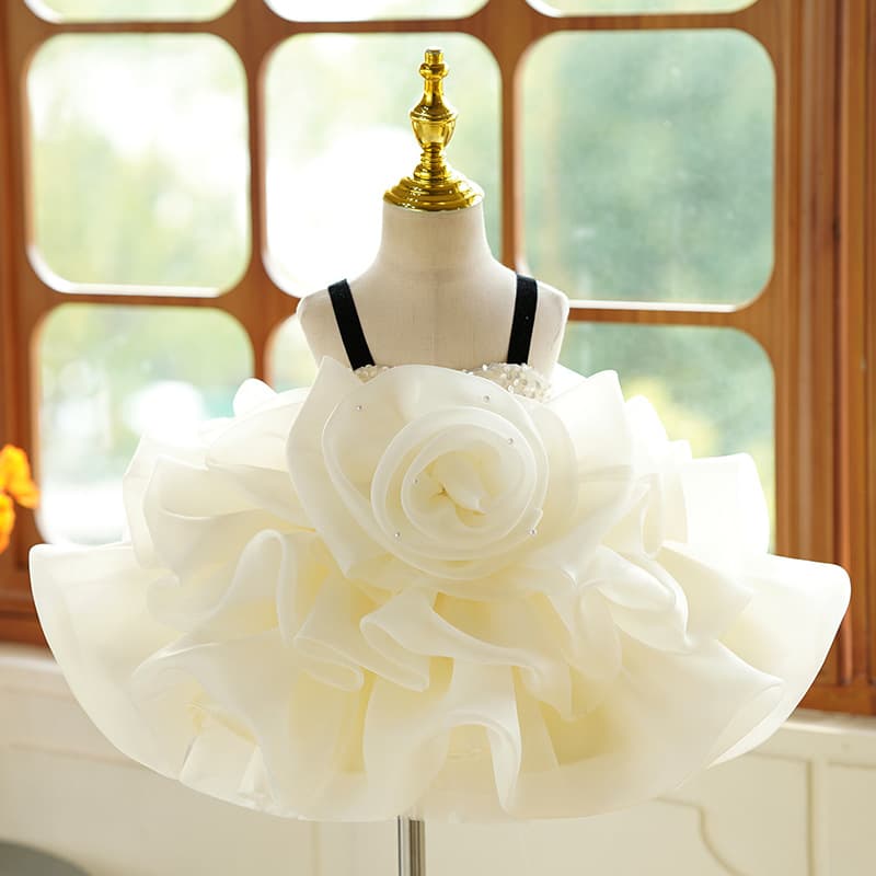 Banquet light luxury baby girl's first birthday dress summer sweet flower princess dress girl forest suspender tutu skirt