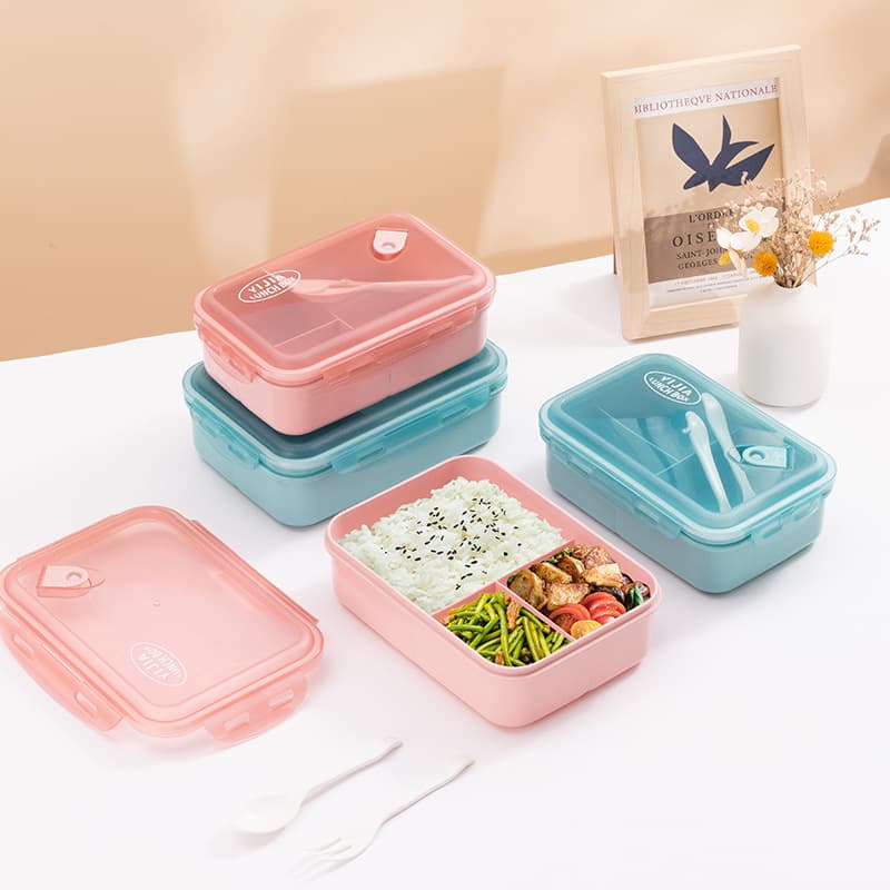 Student Lunch Box Microwave-Safe Bento Box with Dividers, Sealed, Portable for Office Workers, Fruit Salad Container, Japanese Style