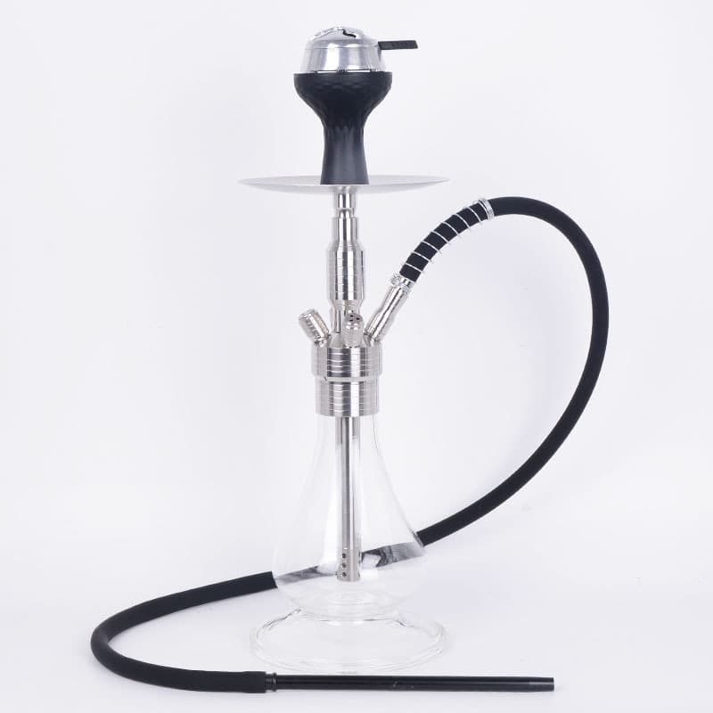 Trendy Stainless Steel Hookah with Four-Tube Silicone Hose, Arabic Hookah Glass Bottle, Shisha