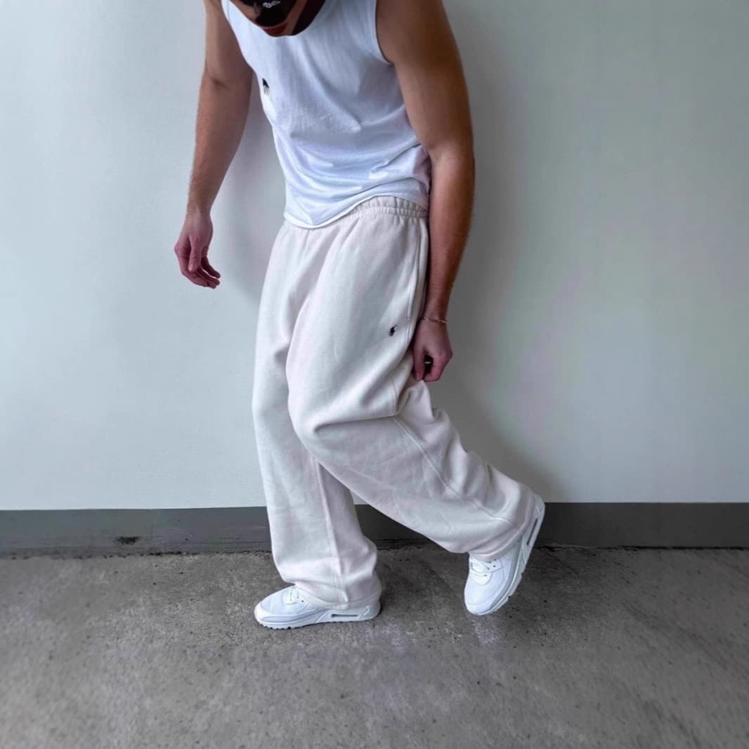 2025 New Style Cross-Border European and American Retro Trend Loose Wide-Leg Pants for Men, Casual Trousers, Solid Color Versatile Fleece-Lined Sweatpants