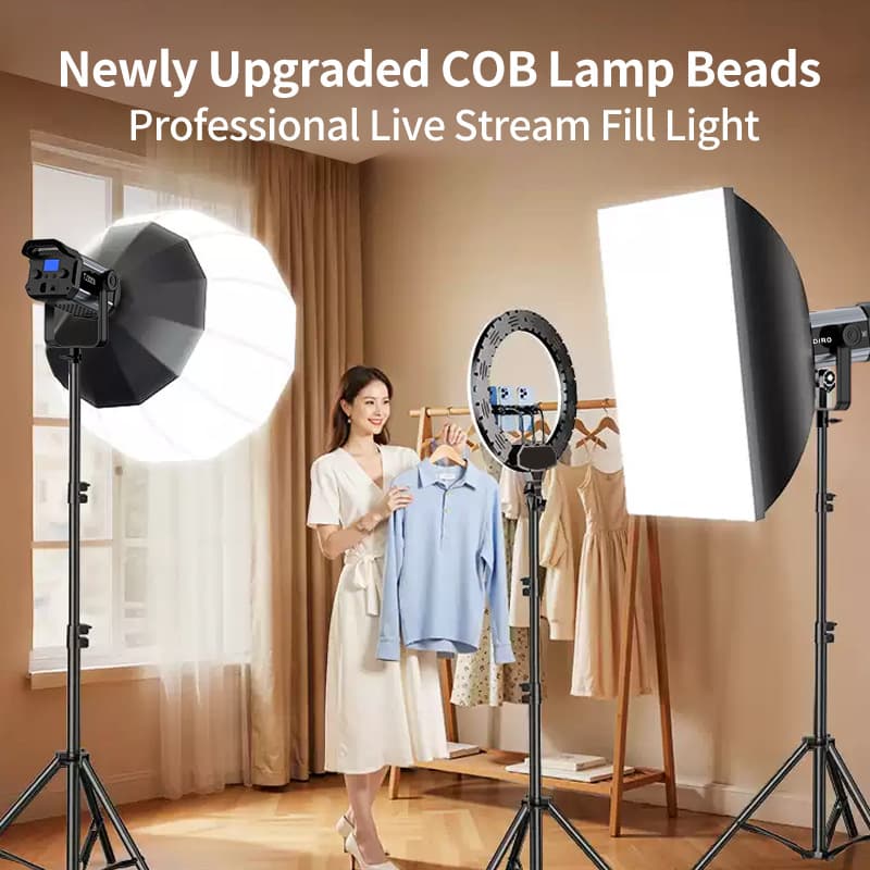 Cross-border 300W Live Streaming Fill Light for Hosts, Portrait Video Key Light, Three-Color Dimmable Photography Light