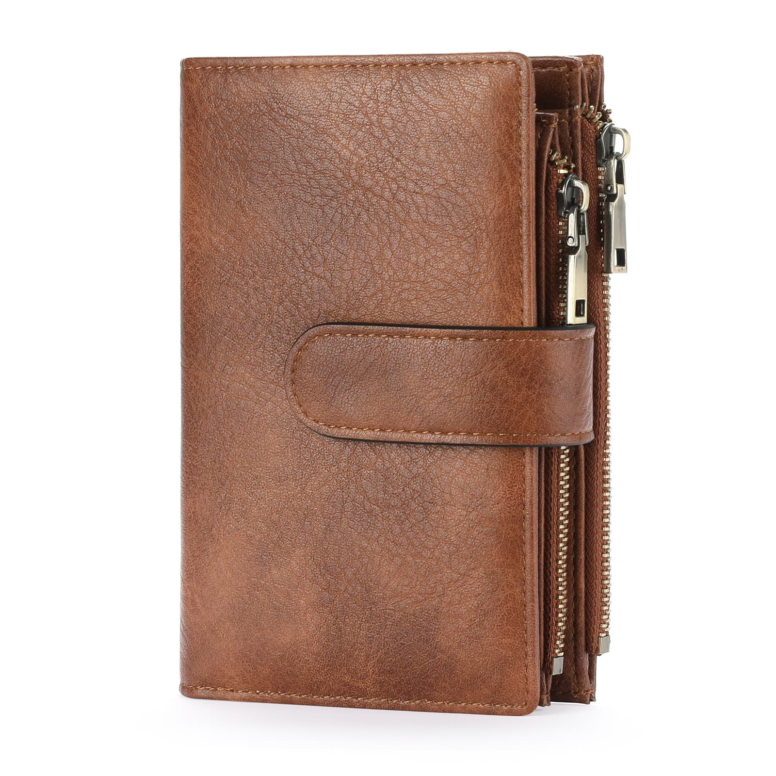 GOIACII New Women's Short Wallet RFID Multi-Functional Ladies' Purse European and American Retro Leather Tri-Fold PU Wallet