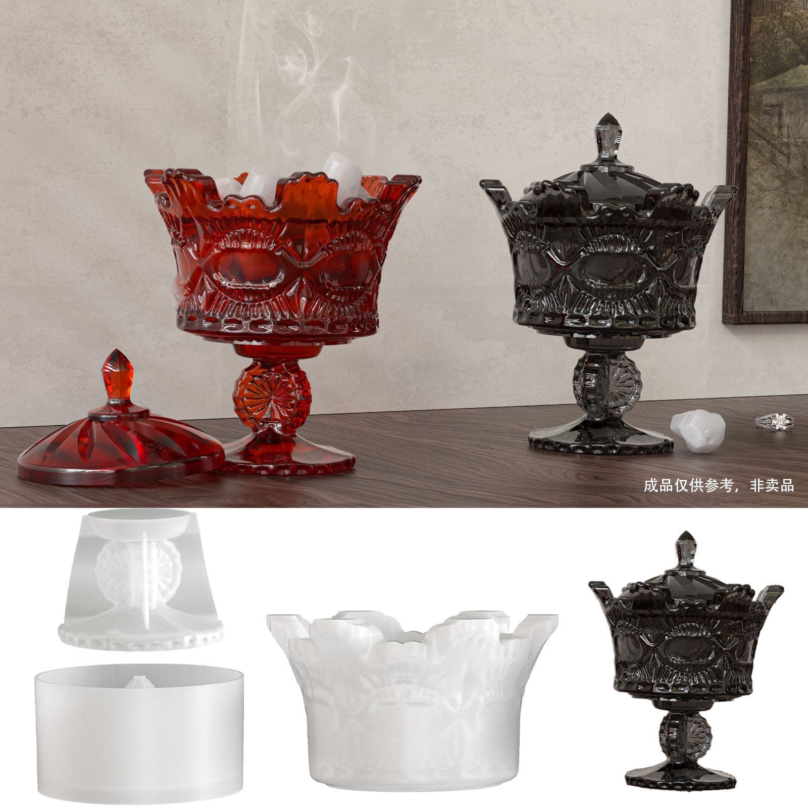 DIY European Vintage Jewelry Box Ins High Foot Candy Jar Wax Pellet Storage Box Silicone Mold