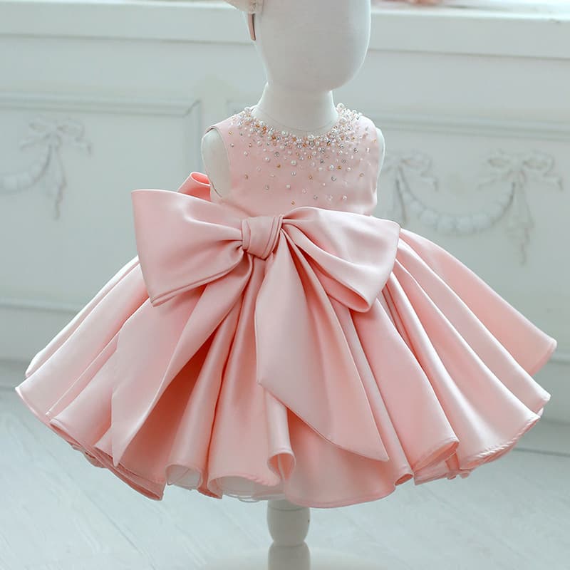 One-year-old dress baby girl princess skirt tutu gauze one-year-old girl fashionable pink Korean style birthday dress spring