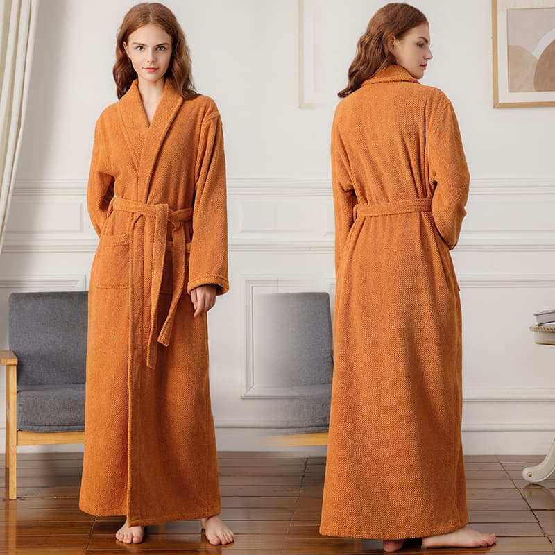 100% Pure Cotton Towel Material, All-Season Bathrobe, Extended Length Bathrobe for Men and Women, Bathrobe, Hotel Beauty Salon Bathrobe