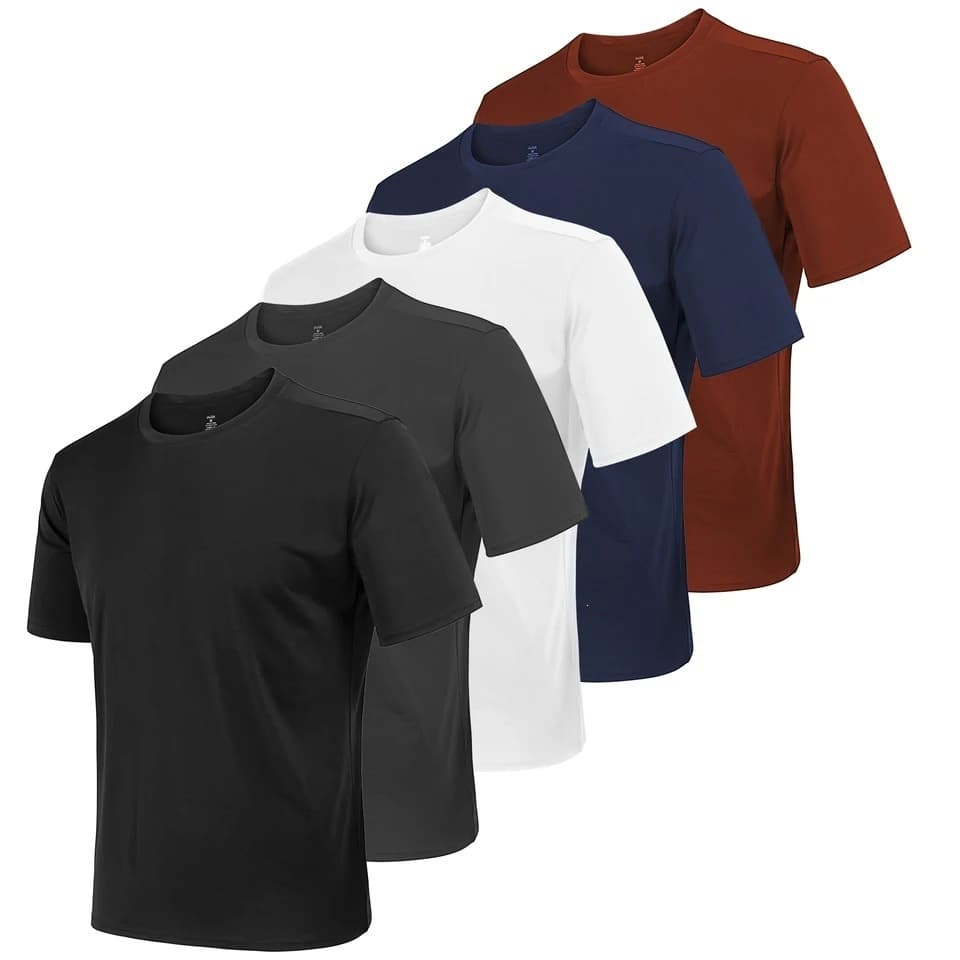 Men's Summer Casual Simple T-Shirt, Breathable Quick-Dry, Not Easily Deformed, Soft and Stretchy 5-Pack Men's