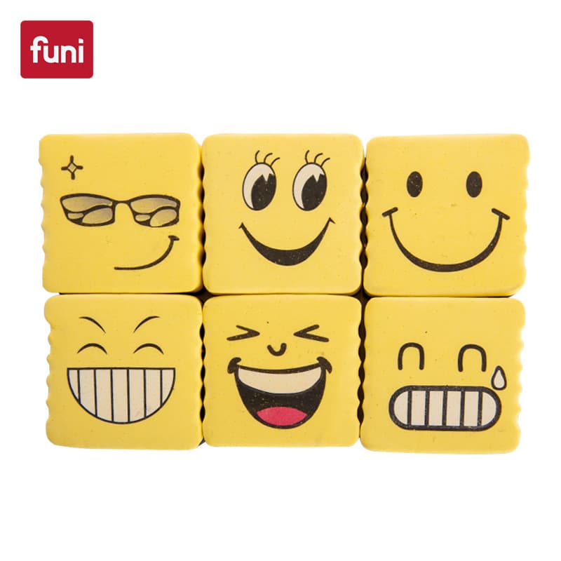 Funi magnetic cartoon eraser with smiley face expression EVA erasable black and white eraser for office teaching special green eraser