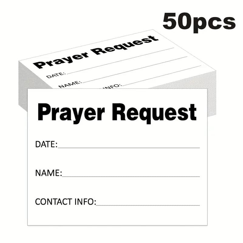 50/Pack, Prayer Request Cards, 7.6x 10cm Inspired Prayer Requests and Praise Cards,