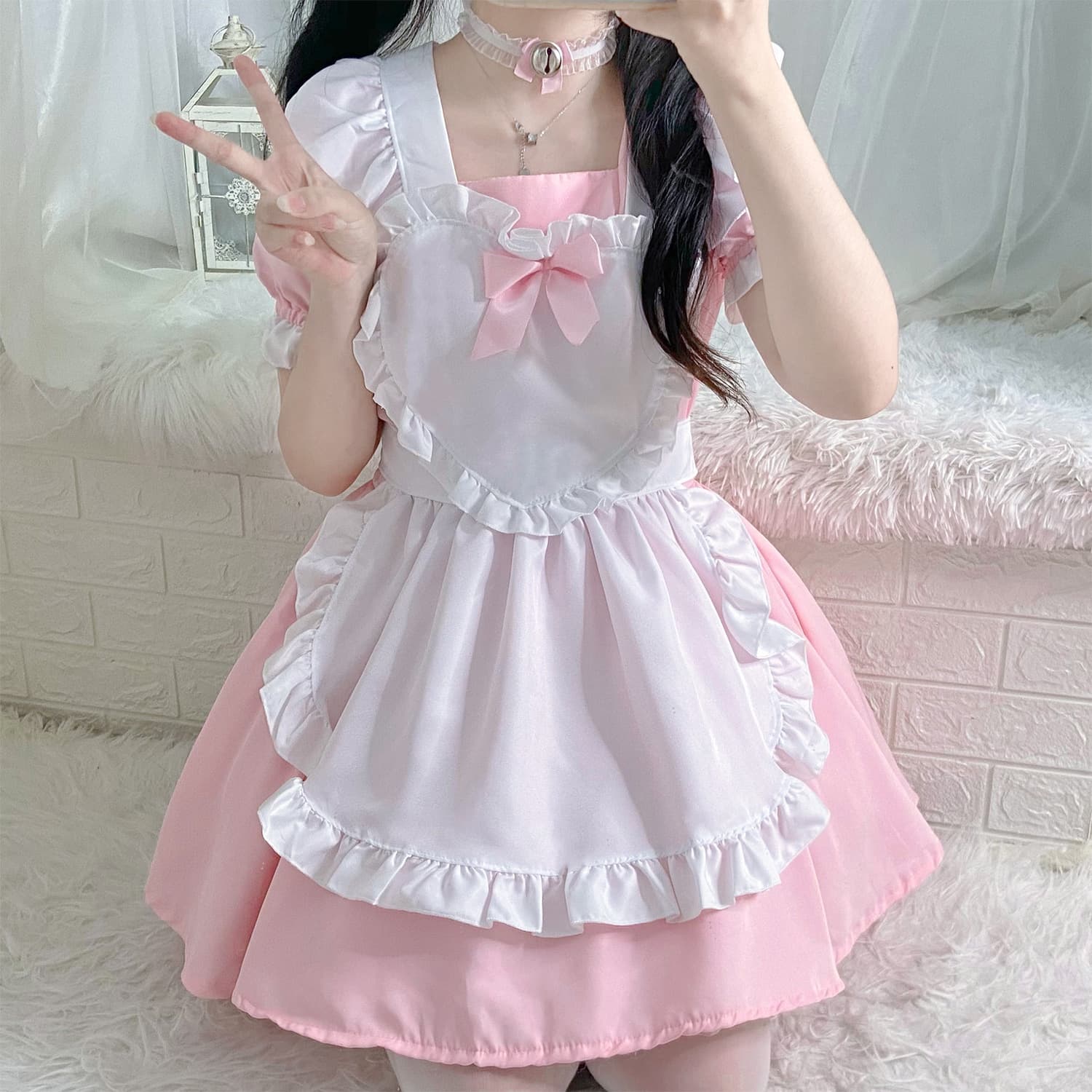 Lolita Girl Dress Pink Cartoon Puffy Clothing Japanese Style Soft Girl Dress Sweet Fresh Style Game Anime Character