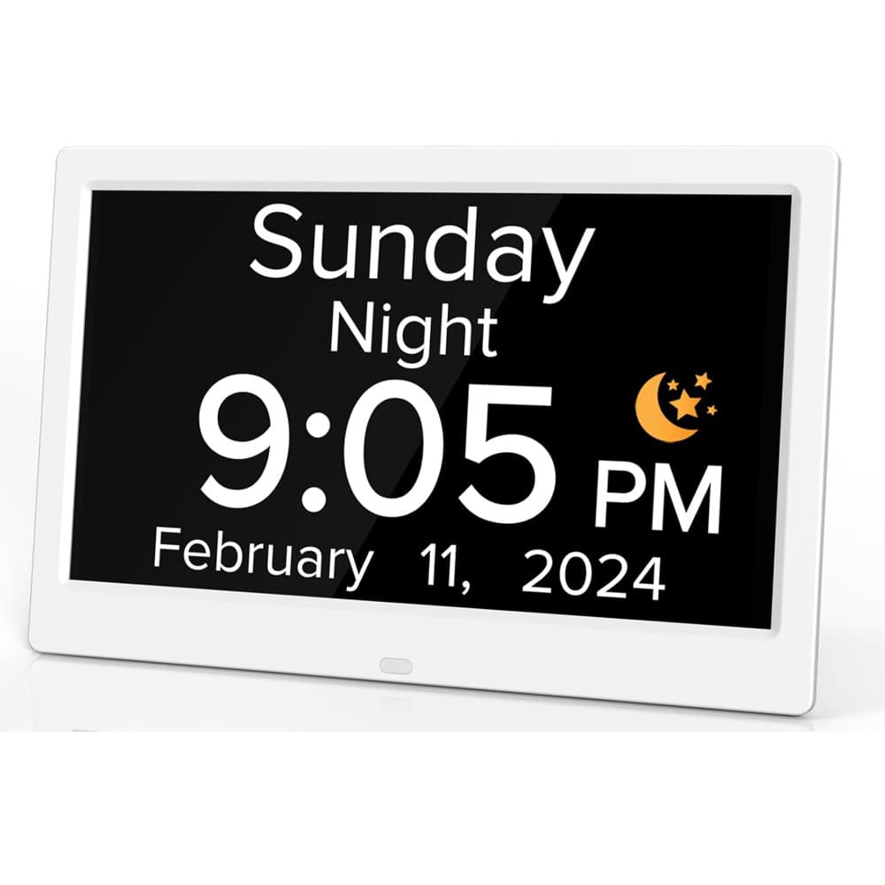 7-inch LCD Digital Clock for Seniors, Elderly Alarm Clock, Electronic Calendar Clock with Medication Reminder, Amazon