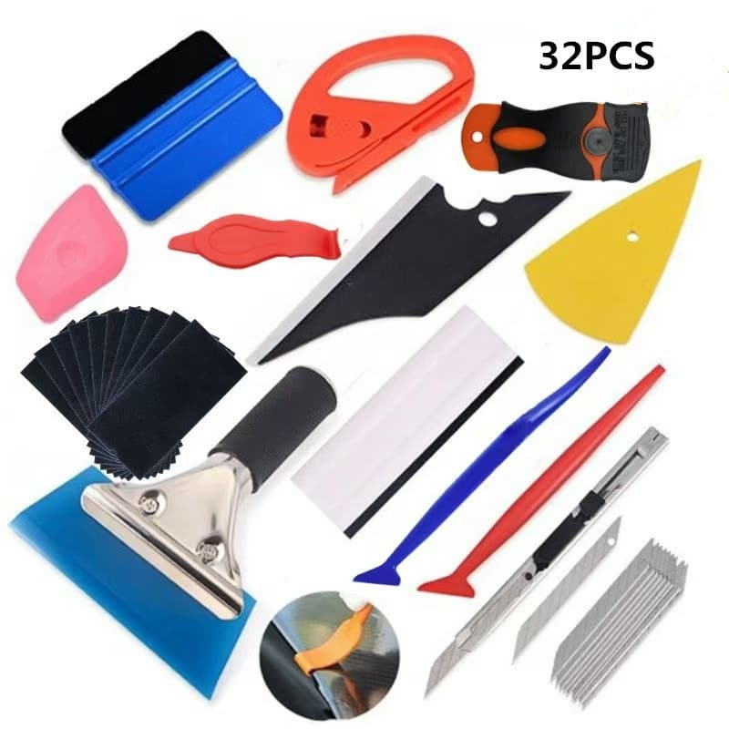 Cross-border 32-piece car color changing film application tool set windshield buffalo tendon large scraper film cutting knife