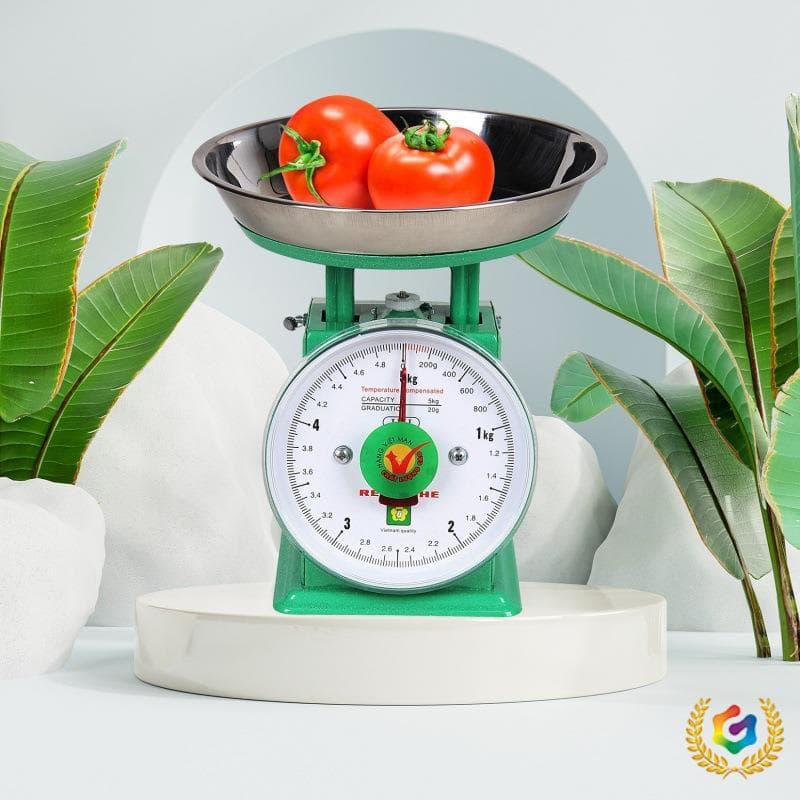 ✅ 2kg Spring Scale, Old-fashioned Commercial Pan Scale for Home Kitchen, Small Mechanical Round Platform