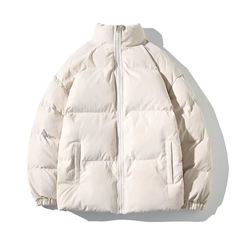 Cross-border 2025 New Men's Casual Cotton-padded Jacket, Korean Style, Loose Fit, Plus Size, Stand Collar, Solid Color, Warm Cotton-padded Coat