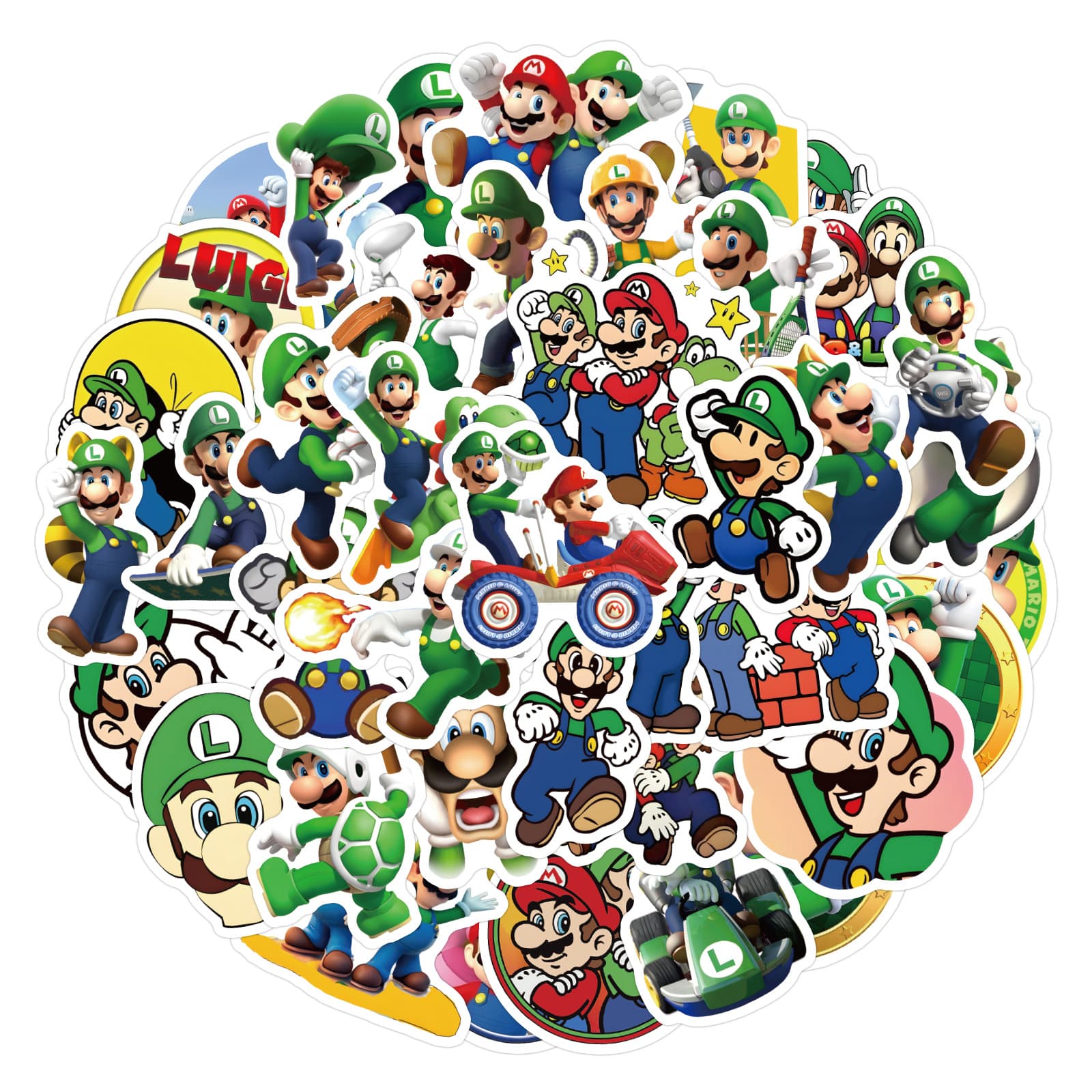 60-Piece Set Luigi Cartoon Graffiti Stickers for Car Luggage Water Cup Decals Wholesale Price Vehicle Body Sticker