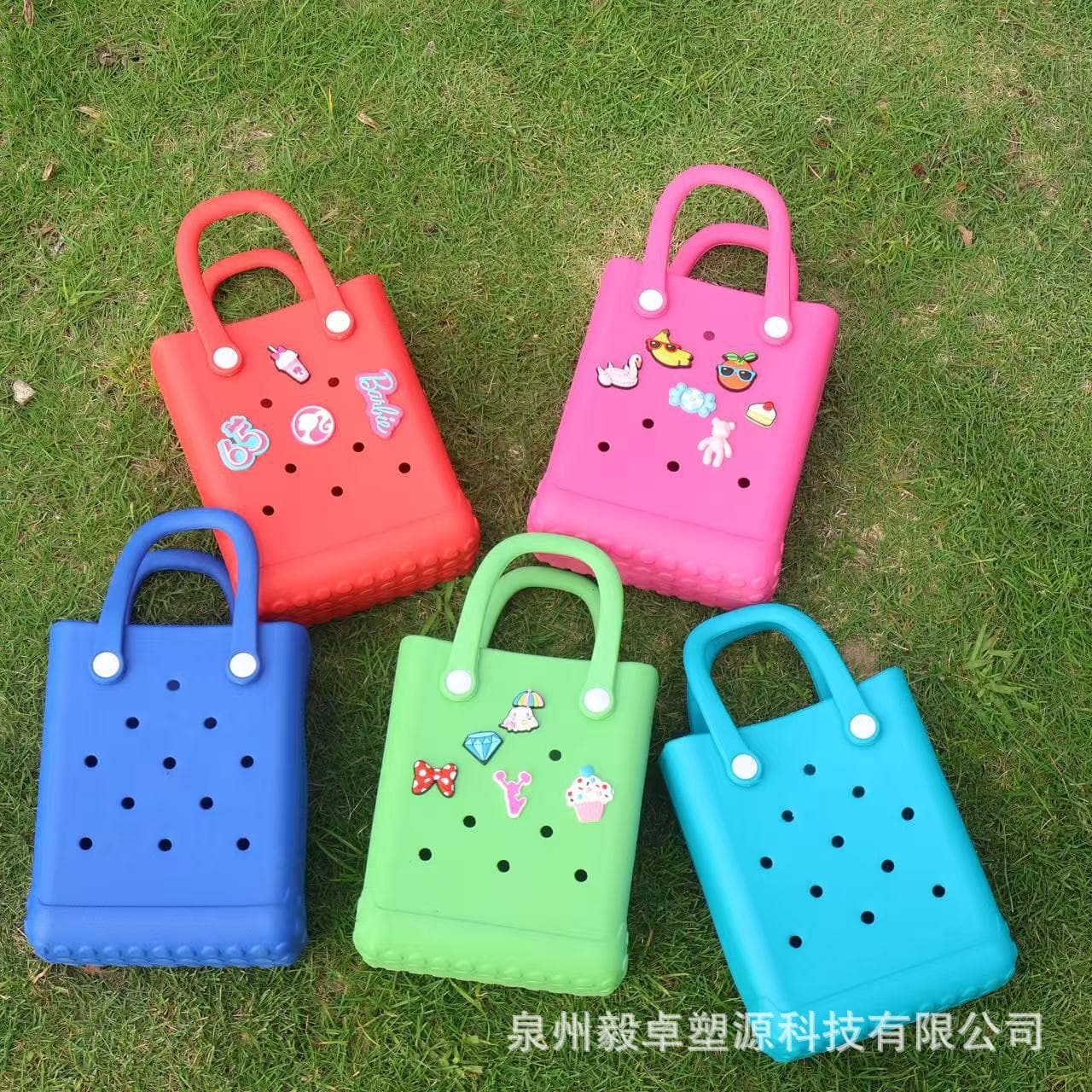 EVA Beach Bag Fashion European and American EVA Jelly Bag Waterproof EVA Hole Bag Small Square Bag Handbag Versatile Commuter