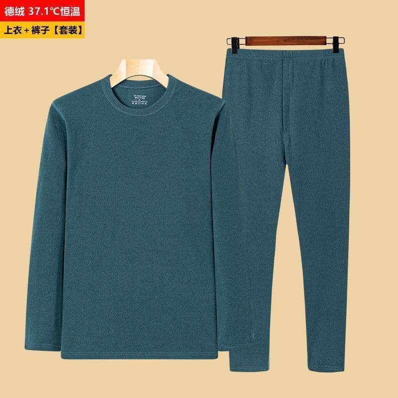 Self-Heating Double-Sided German Fleece Autumn/Winter Men's Thermal Underwear Set, Fleece-Lined, Thickened Autumn Clothes and Pants (1/2 pieces)