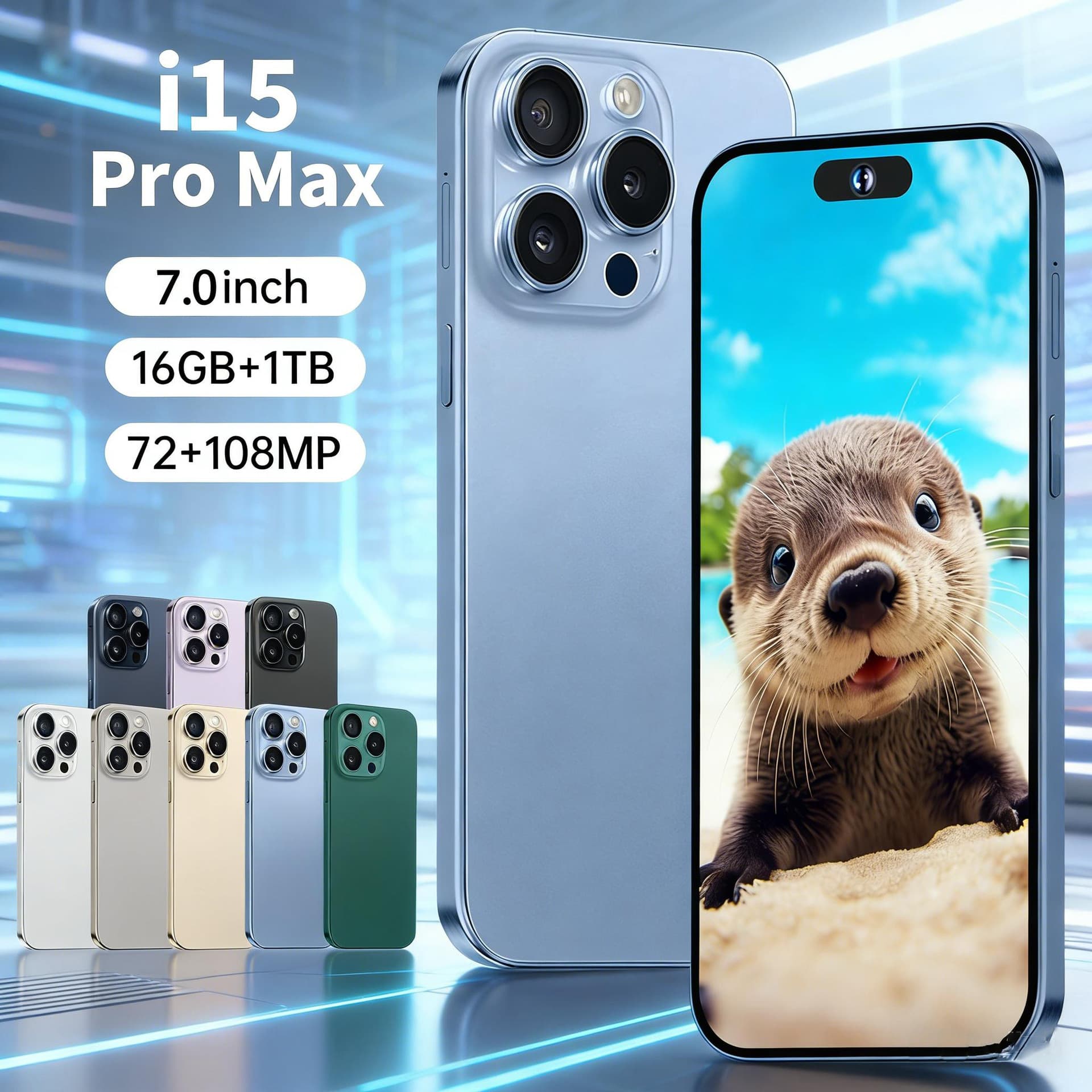 Smartphone i15 Pro Max Cross-border New Hot Seller In Stock 7.3 inch 2+16 Android 8.1 3G Export