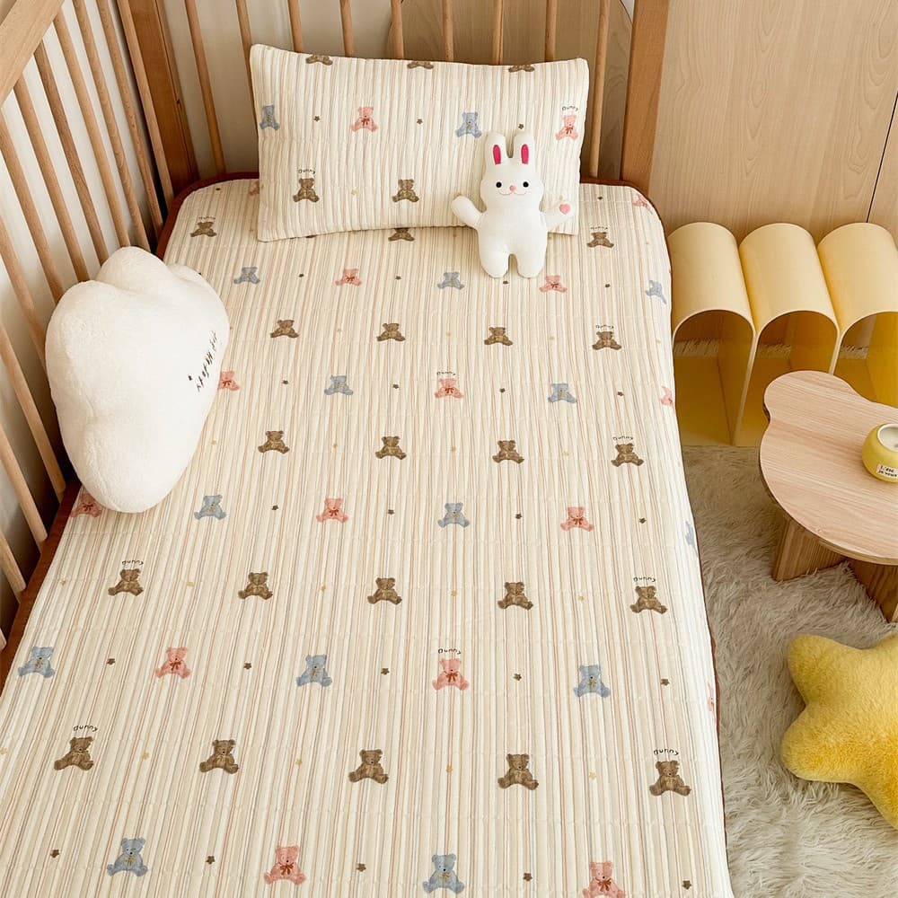 Cotton Crib Sheet, Baby Cotton Fitted Sheet, Splicing Crib Bed Cover, Non-Slip Bed Cover, Children's Kindergarten Mat