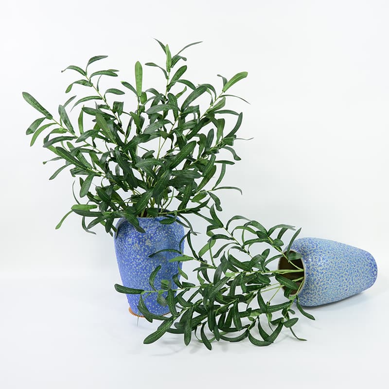 Olive single branch simulated multi-forked olive leaf single branch artificial green plant space window landscaping salon activity fake branch