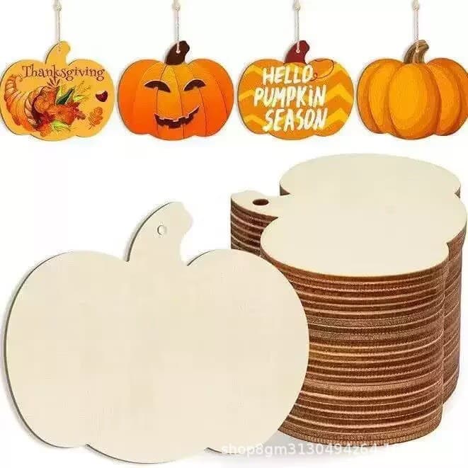 Cross-border Wooden Pumpkin Decoration for Halloween, Easter, Thanksgiving Wooden Craft Ornament Hollow-out DIY Graffiti