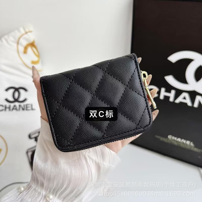Chanel Caviar Quilted Small Wallet Mini Coin Purse Wallet Lipstick Bag Card Holder Card Clip Cross-Border