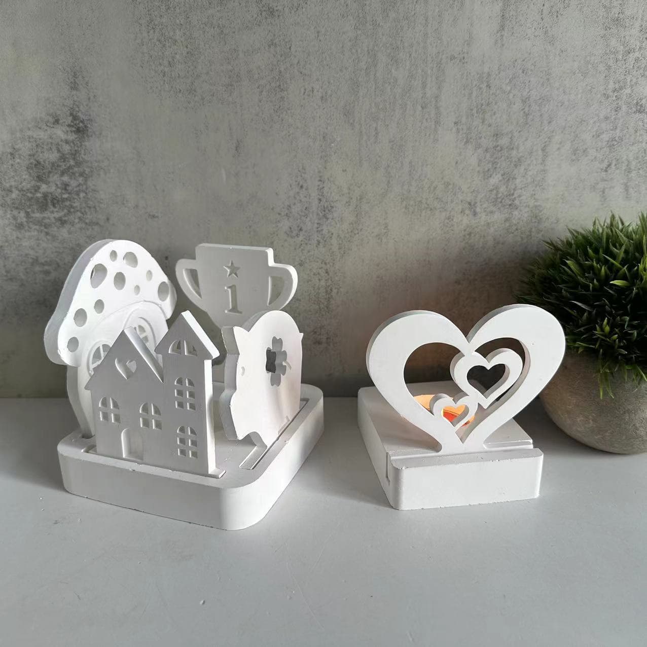 Pig Trophy Ornament Silicone Mold Mushroom House Candle Holder Aromatherapy Plaster Mold