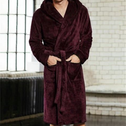 Autumn Warm Thickened Flannel Nightgown Women's Bathrobe Men's Large Size Extra Long Coral Fleece Bathrobe Winter Long Sleeve Sleeping