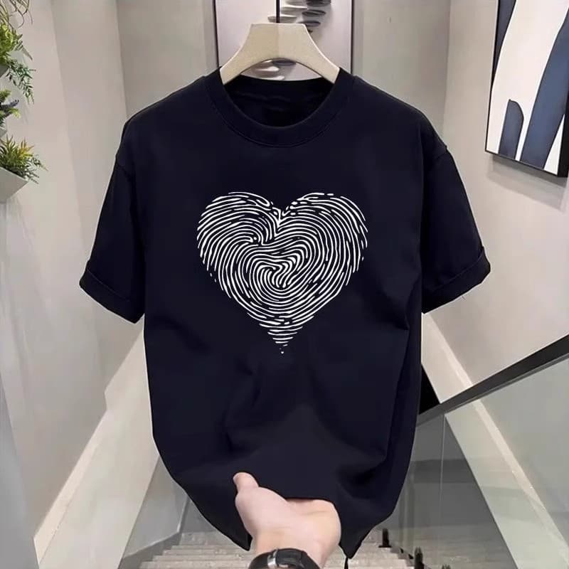 European and American trendy brand short-sleeved ins pure cotton summer new men's printed T-shirt trendy men's and women's versatile round neck T-shirt for men