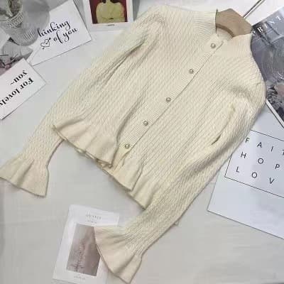 Autumn Winter New Base Layer Half Turtleneck Ruffle Trim Knit Sweater Women Stylish Slimming Chic Top