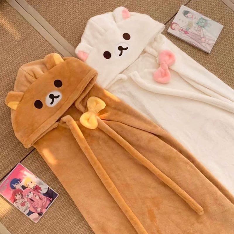 2025 New Model Air Conditioning Blanket Shawl Rilakkuma Cartoon Shawl Home Wear Nap Essential Blanket Free Shipping Available for Wholesale