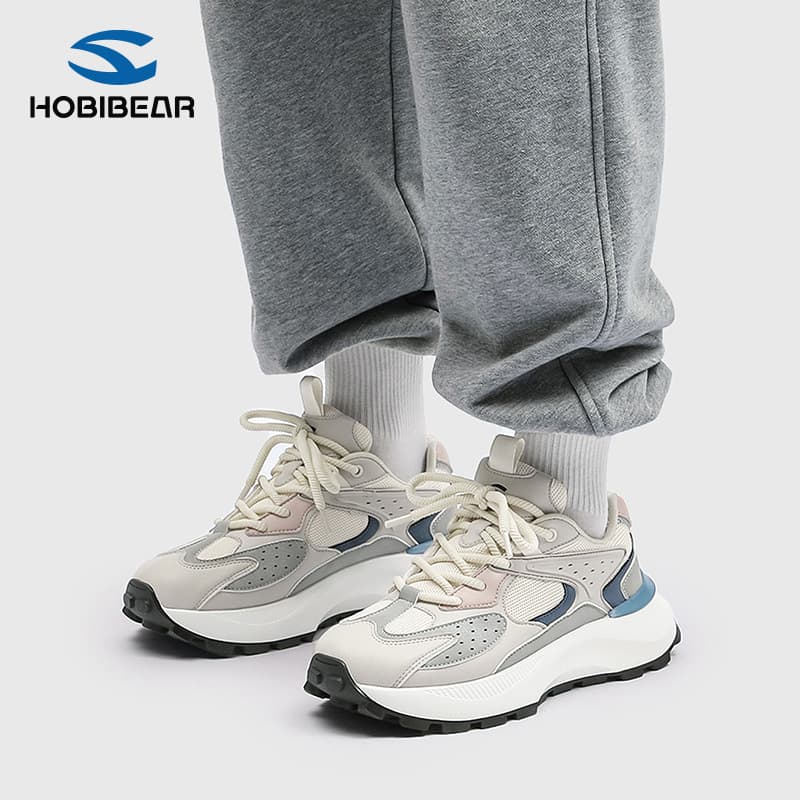 HOBIBEAR Men's Spring/Autumn Fashion Breathable Chunky Dad Shoes Casual Running Sneakers Youth Trendy Shoes