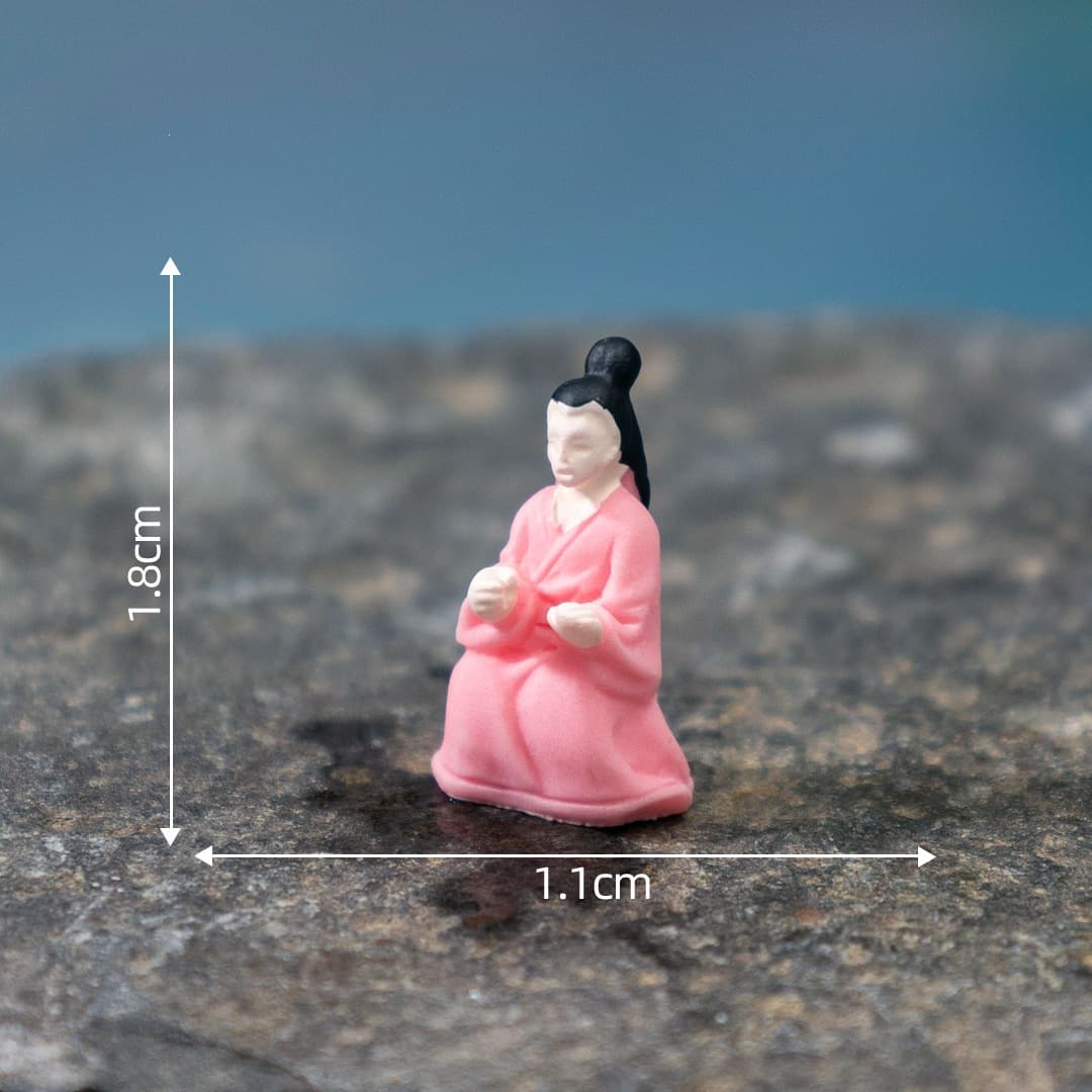 Miniature Creative Floating Wooden Boat Ancient Costume Couple Figurines Garden Landscape DIY Decoration Hanging Accessories Small Ornament
