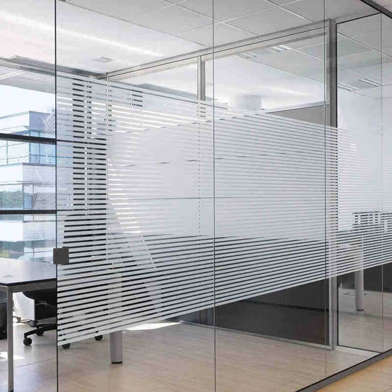 Striped frosted glass film, electrostatic adhesive-free decorative film for office and bathroom windows, custom-made by manufacturers.