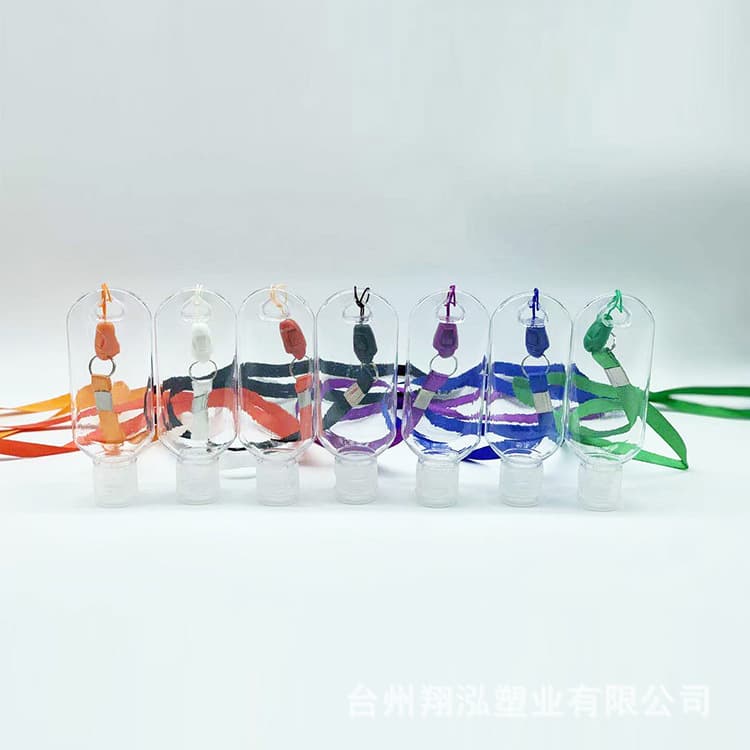 In Stock PETG 50ml 60ml Lanyard Hook Bottle Gel Bottle Travel Dispenser Bottle Portable Sanitizer Bottle
