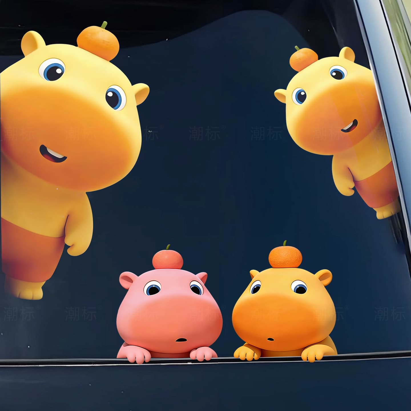 Cute Creative Capybara Lulu Car Sticker Window Decoration Wall Sticker Car Decal Front Windshield Waterproof Scratch Cover Sticker