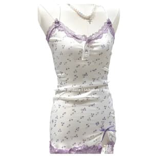 Herong Sexy Sleepwear Lingerie Deep V Pure Desire Floral Camisole Passionate Hot Easy Off Slit Sleepwear Set