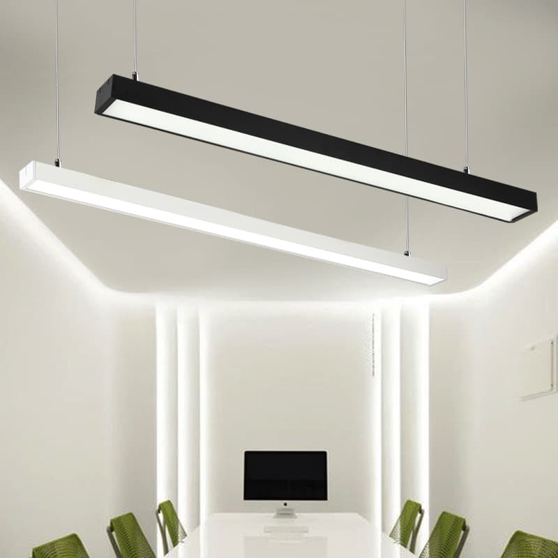 LED long strip office pendant lights, commercial shop shaped lighting fixtures, studio strip lights, eye-protecting splicing cord-hung lights