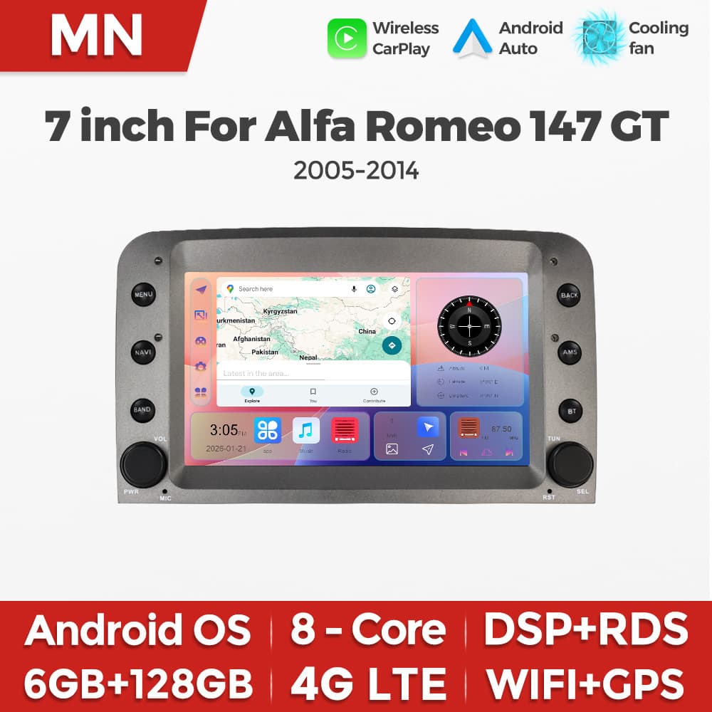 For Alfa Romeo 147 GT 2005-2014 Alfa Romeo Android Smart Navigation 7